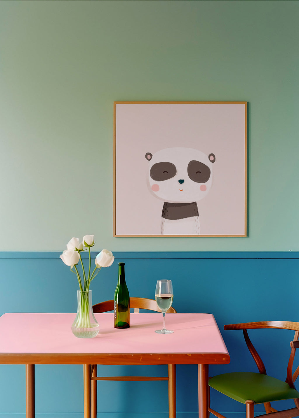 Children's print sweet panda illustration