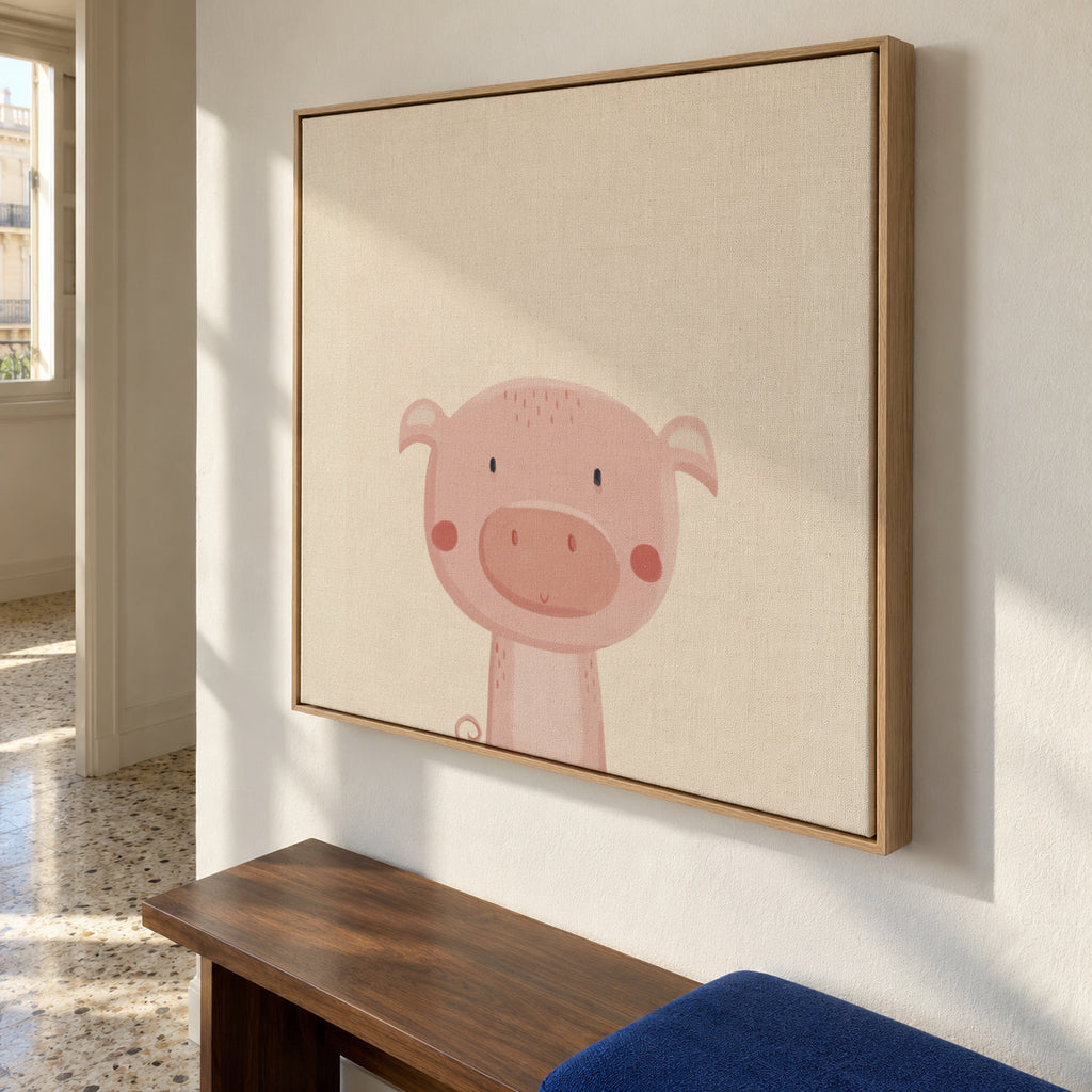 Sweet pig - Framed canvas in an interior
