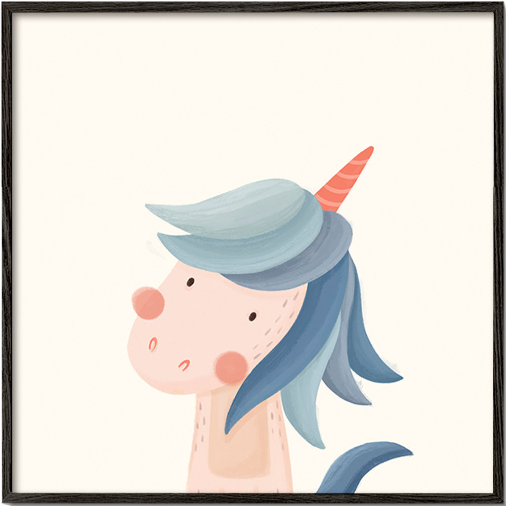 Children's print cheerful blue unicorn