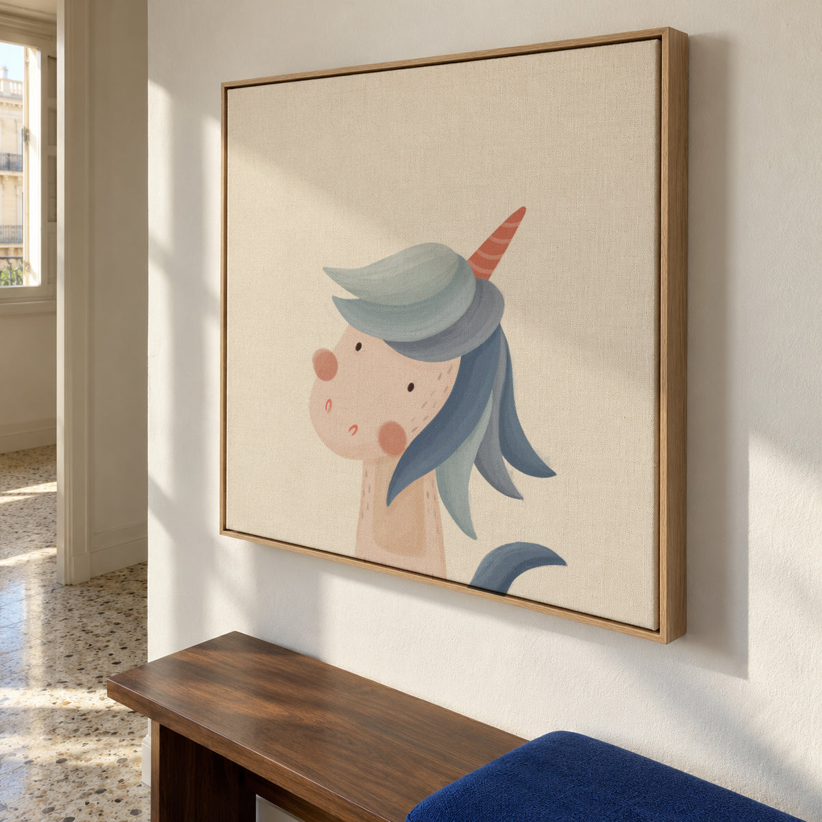Sweet unicorn - Framed canvas in an interior