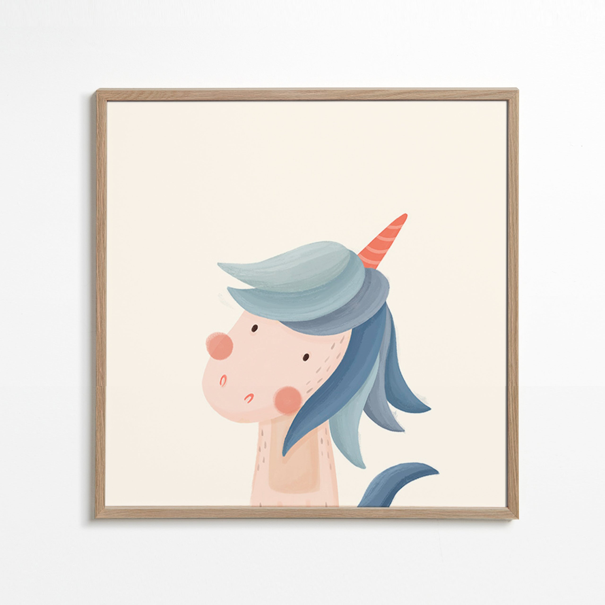 Children's print cheerful blue unicorn