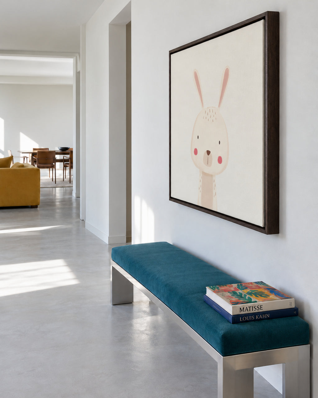 Sweet rabbit - Framed canvas in an interior