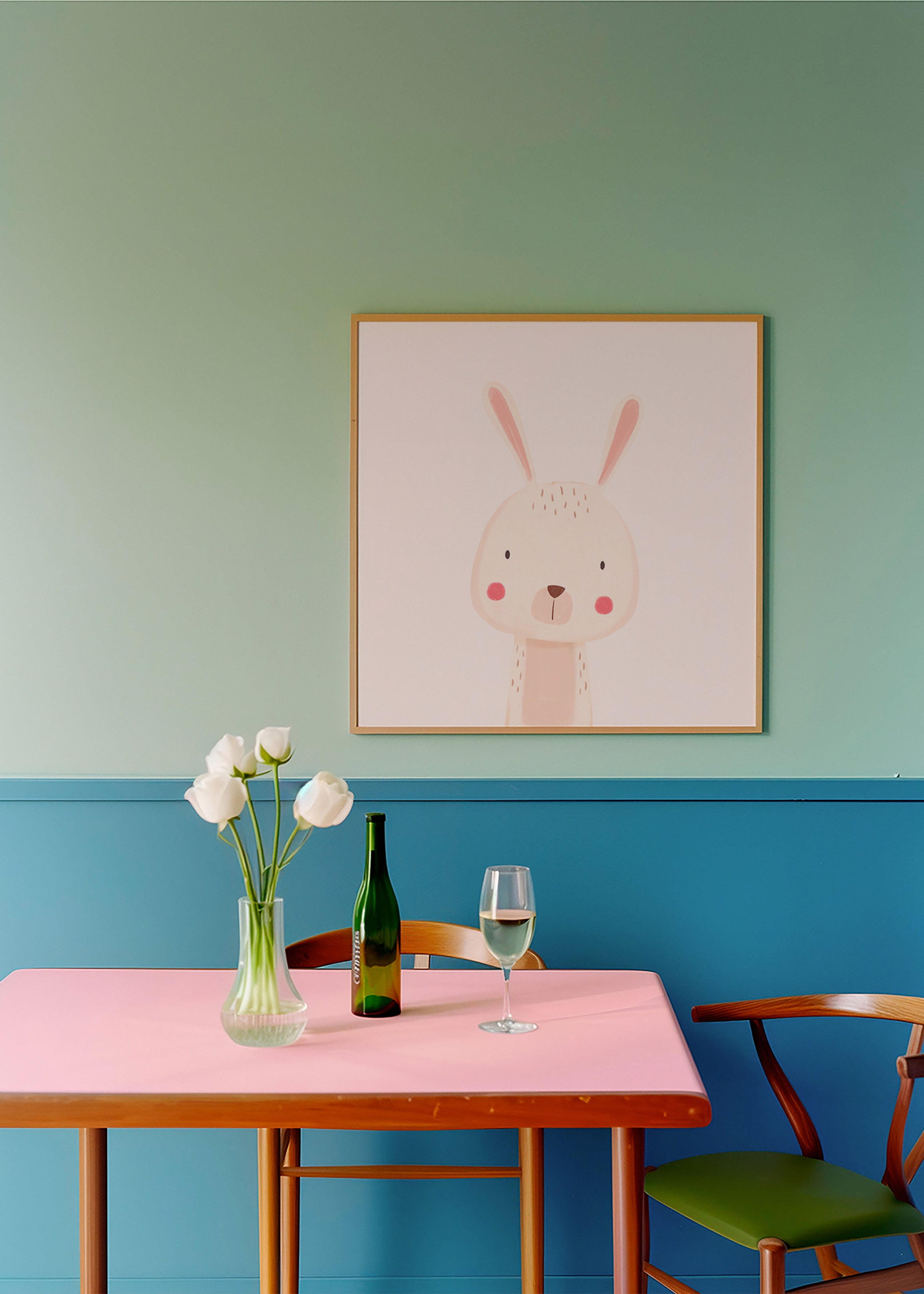 Children's print with a cute rabbit