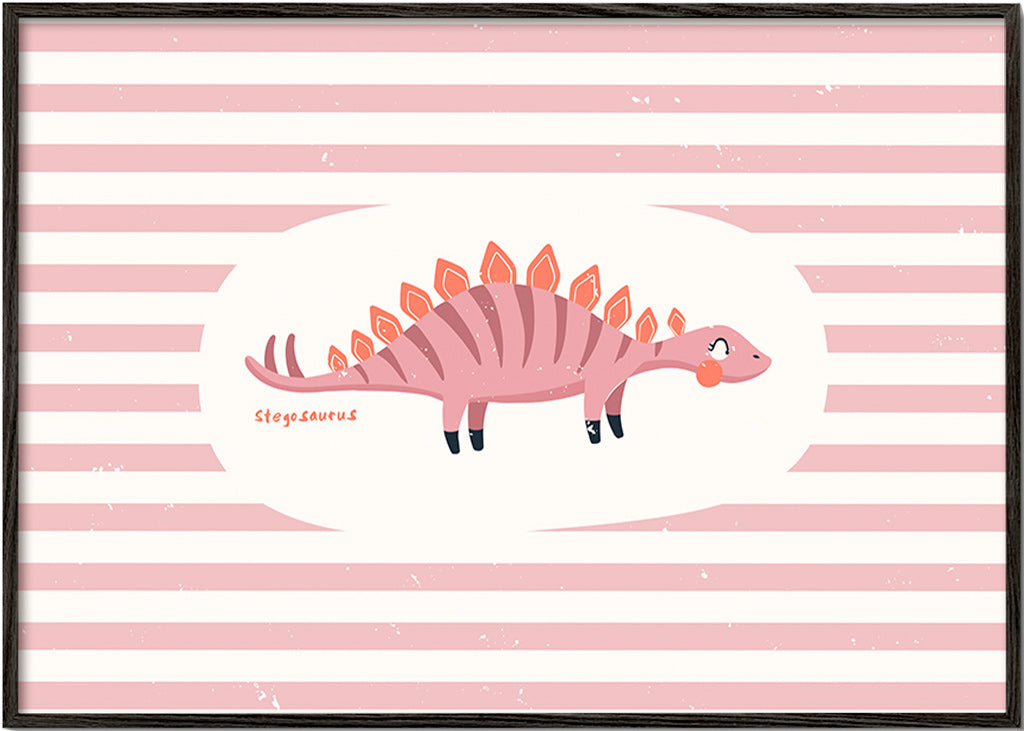 Kids print Stegosaurus on pastel stripes