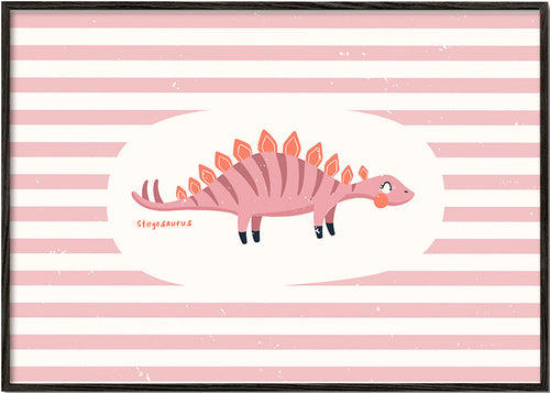 Kids print Stegosaurus on pastel stripes