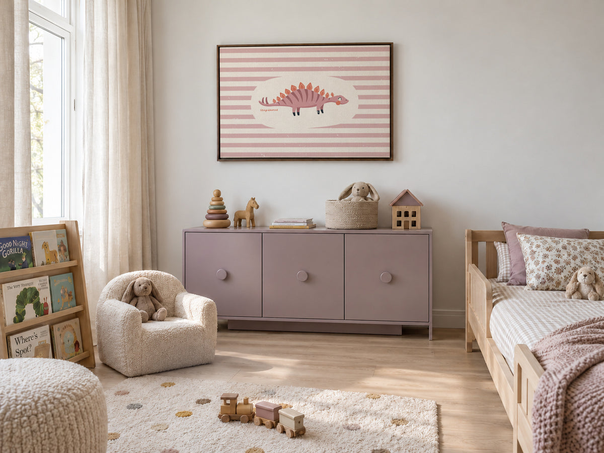 Dino Stegosaurus - Framed canvas in an interior