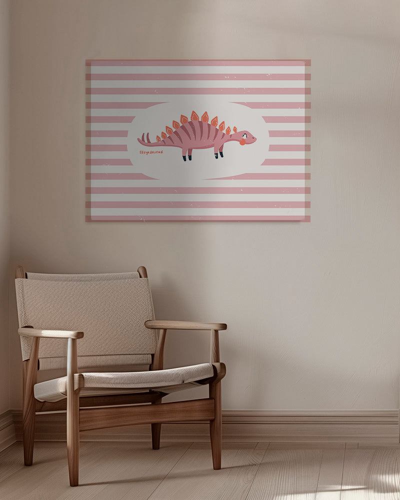 Kids print Stegosaurus on pastel stripes
