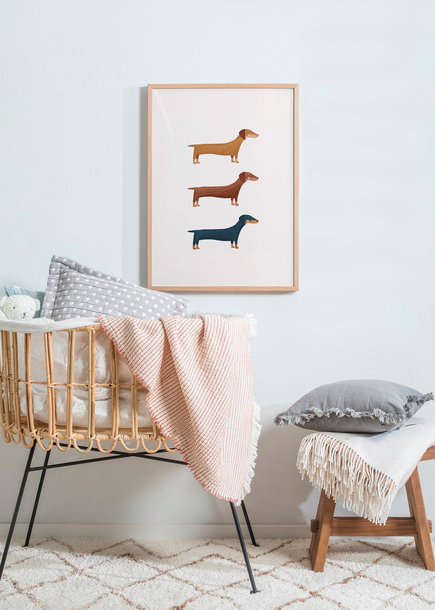 Artwork of three dachshunds