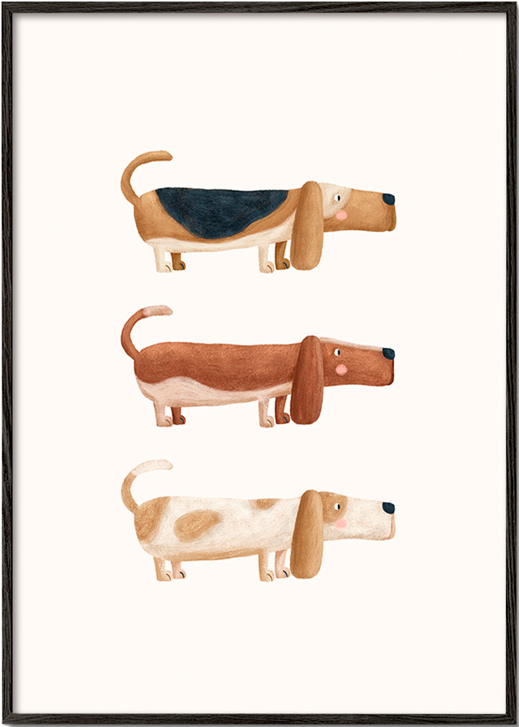 Children's print three dachshunds in a row