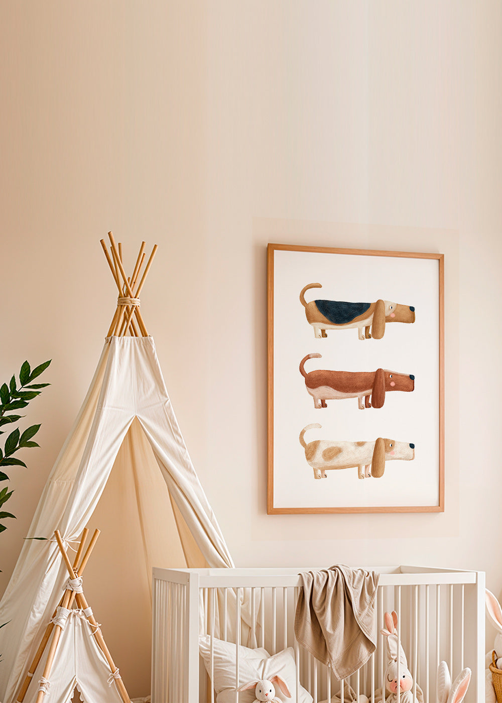 Children's print three dachshunds in a row
