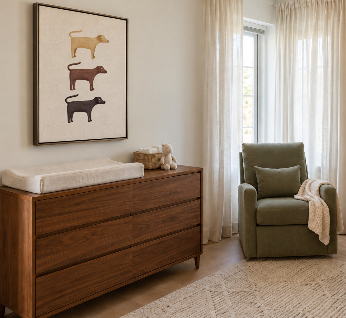 Three Labrador Retriever Dogs - Framed canvas in an interior