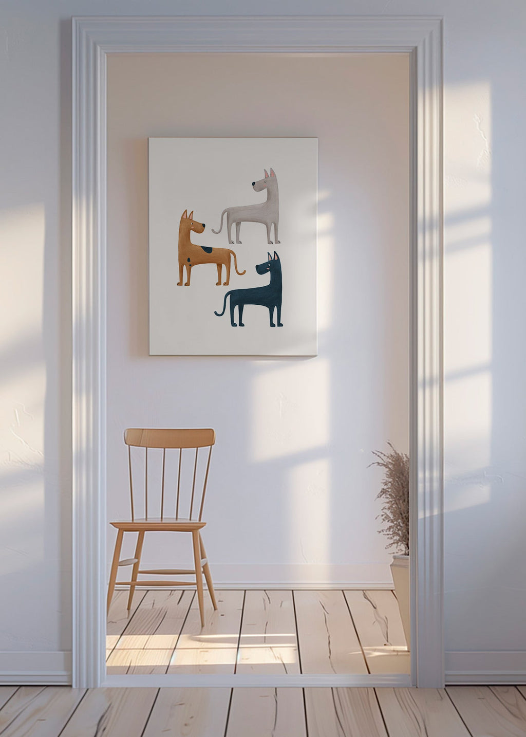Animal artwork trio of dogs