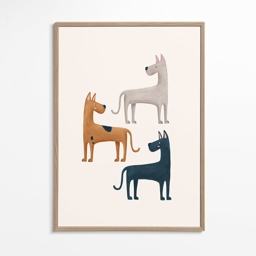Animal artwork trio of dogs
