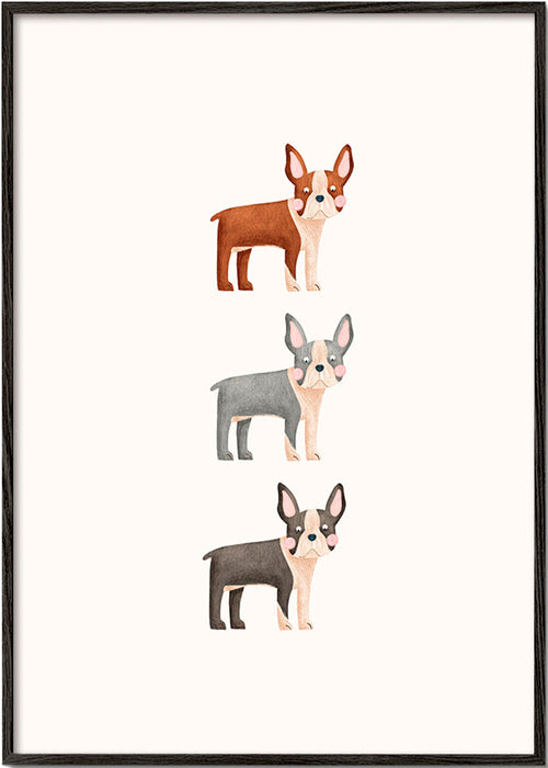 Artwork Three Boston Terriers