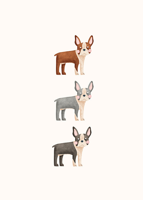 Artwork Three Boston Terriers