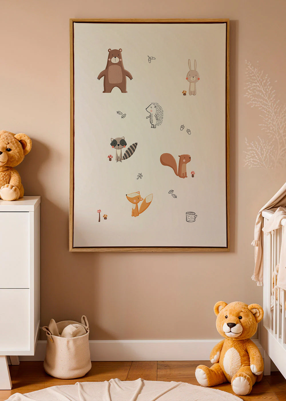 Children's print: forest friends in soft pastels