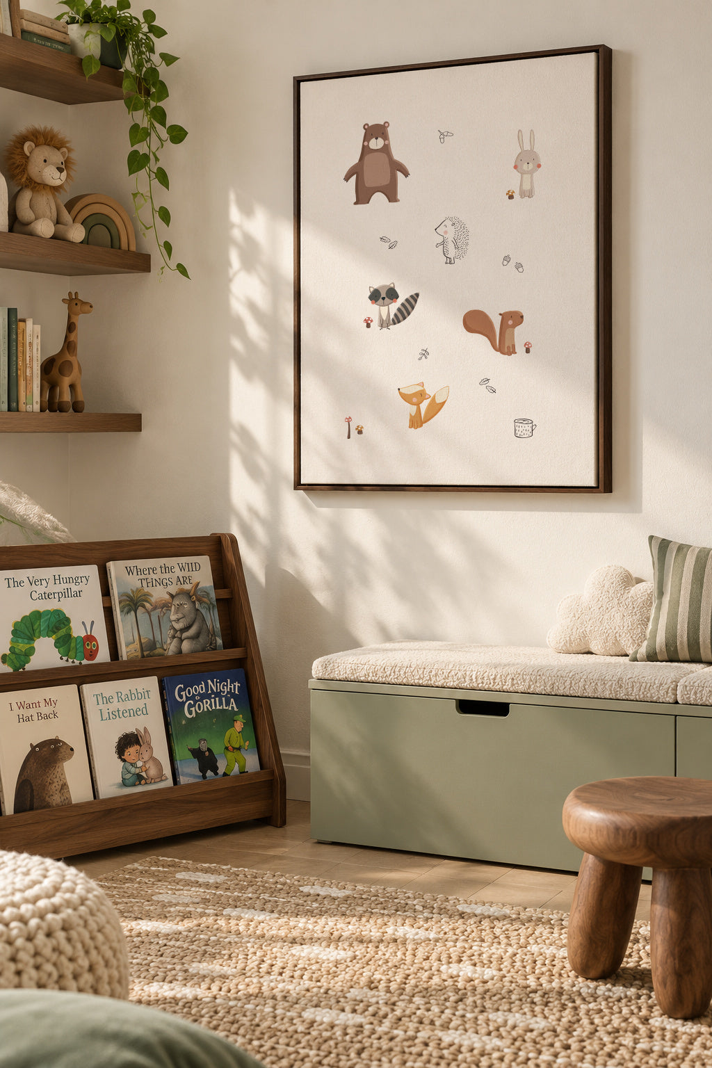 Forest friends - Framed canvas in an interior