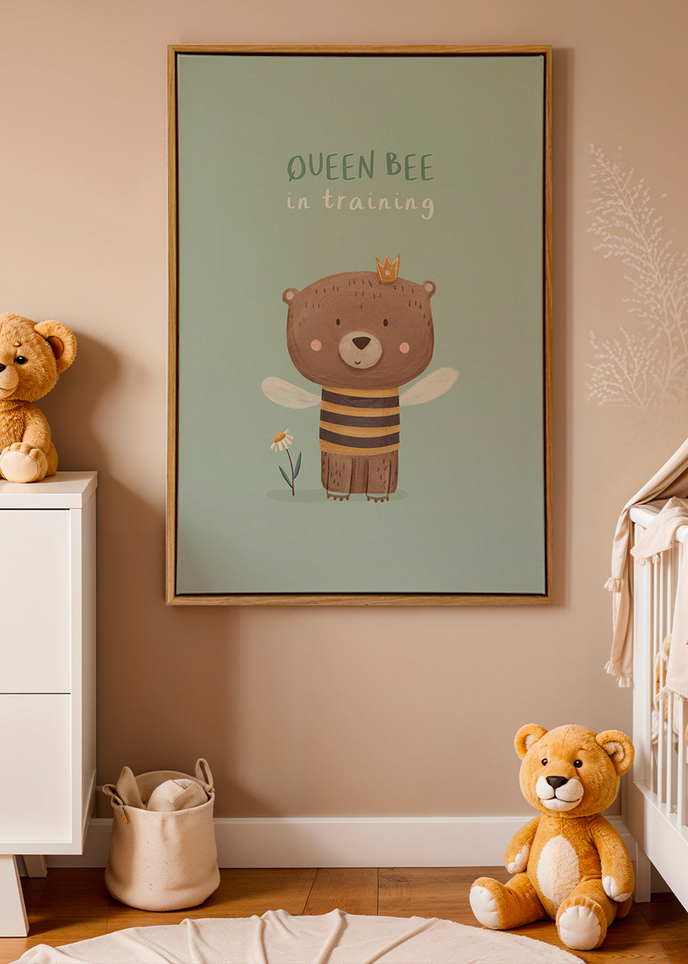 Kids print Queen Bee bear with crown