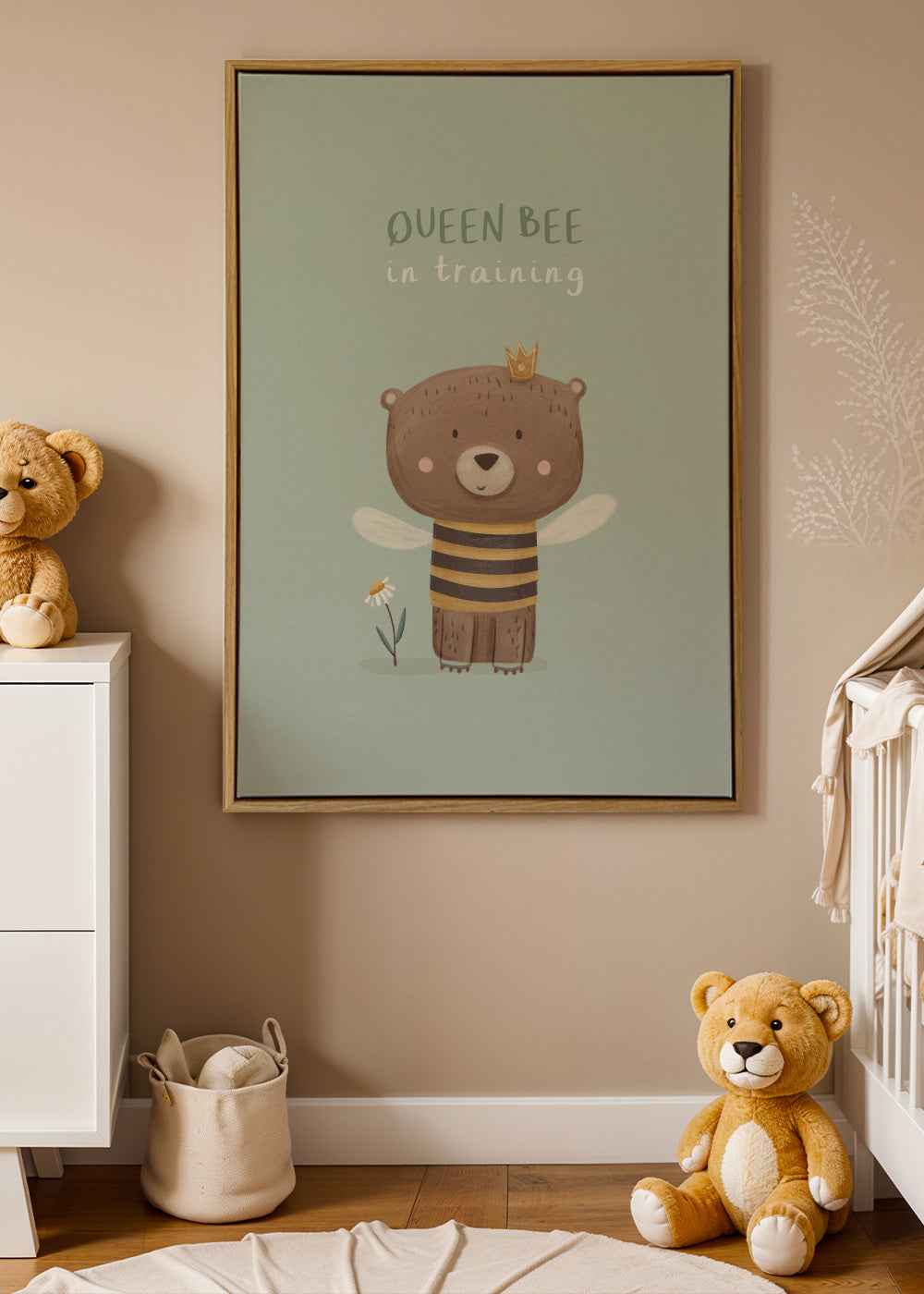 Queen bee sage green - Framed canvas in an interior