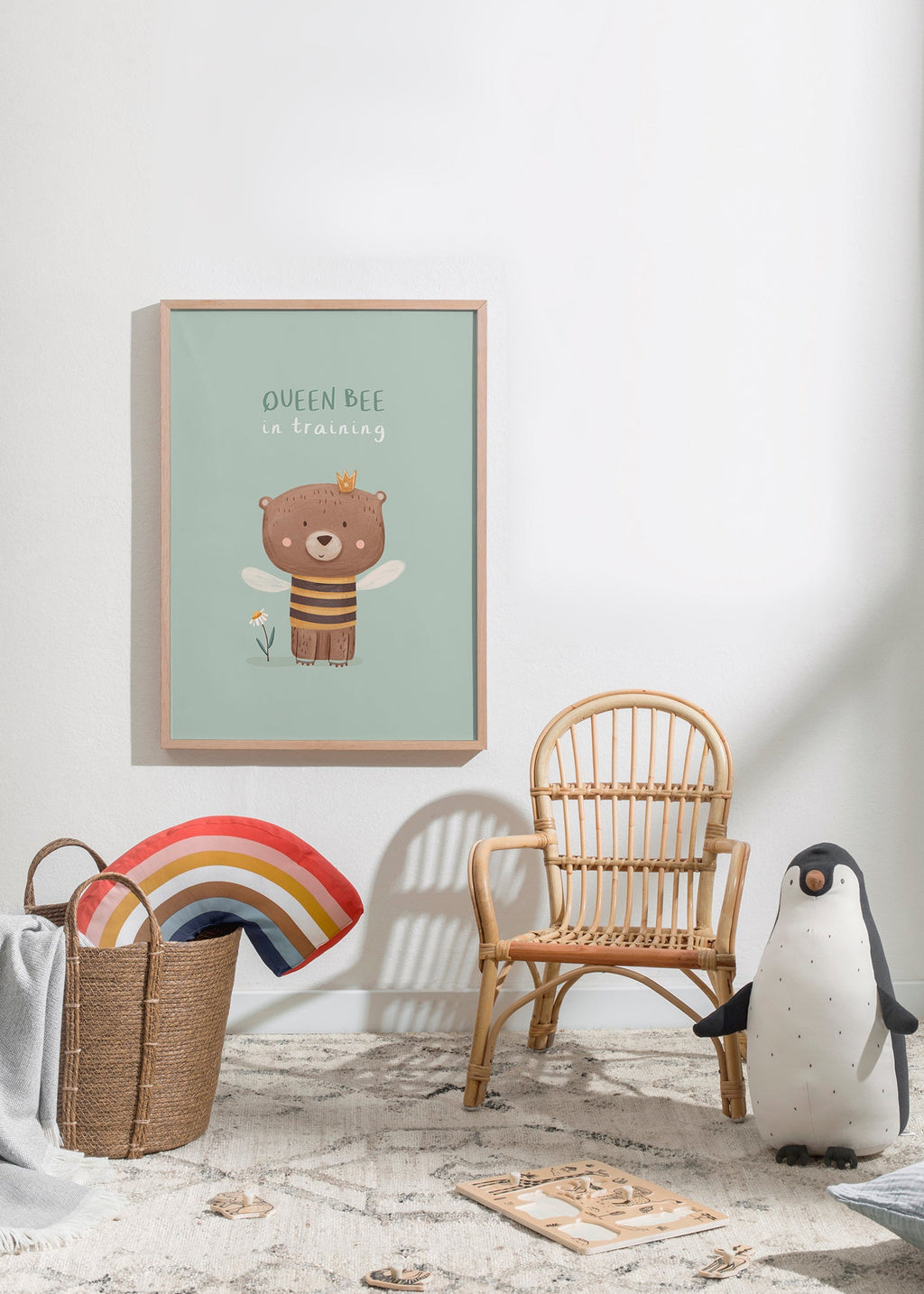 Kids print Queen Bee bear with crown