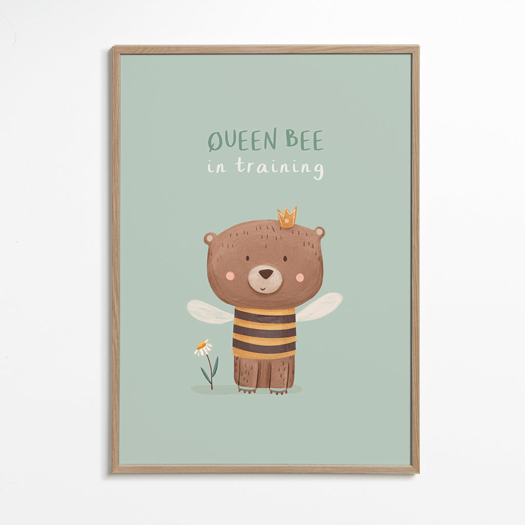 Kids print Queen Bee bear with crown