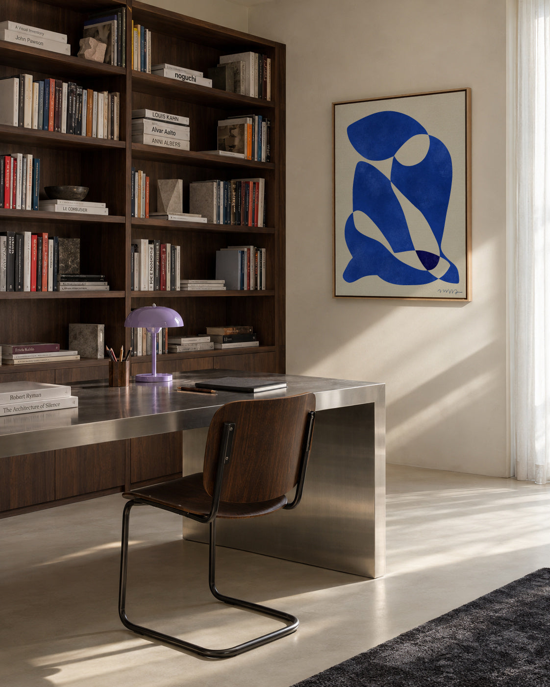 Blue Nude - Framed canvas in an interior