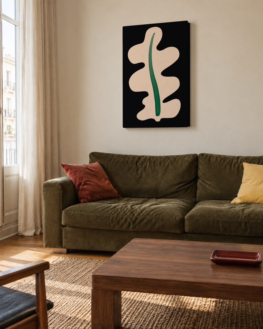 Oak Leaf - Unframed canvas in an interior