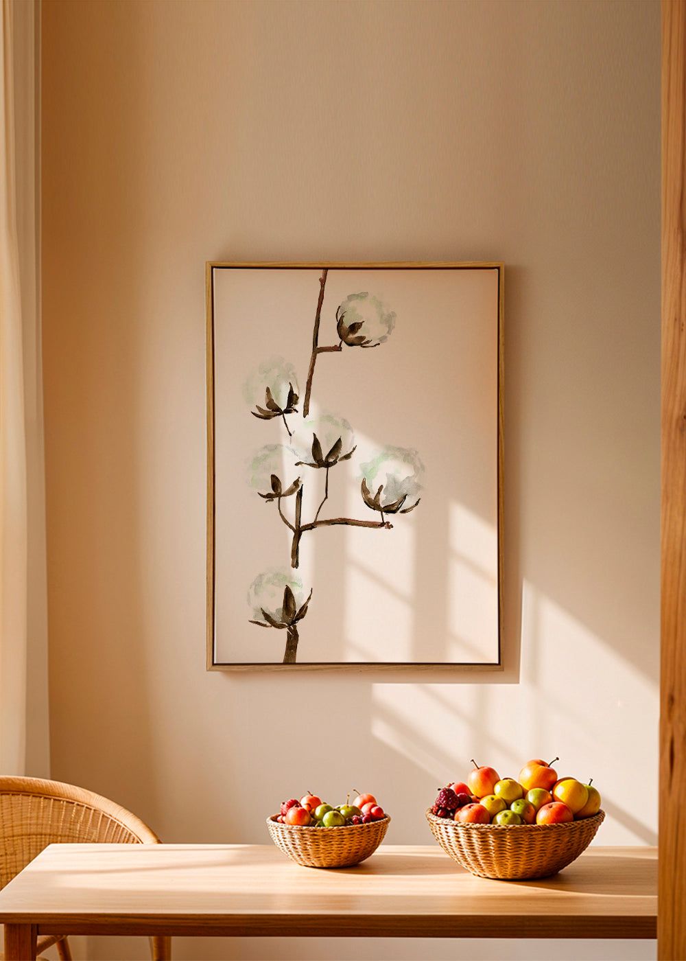 Watercolor cotton branch II