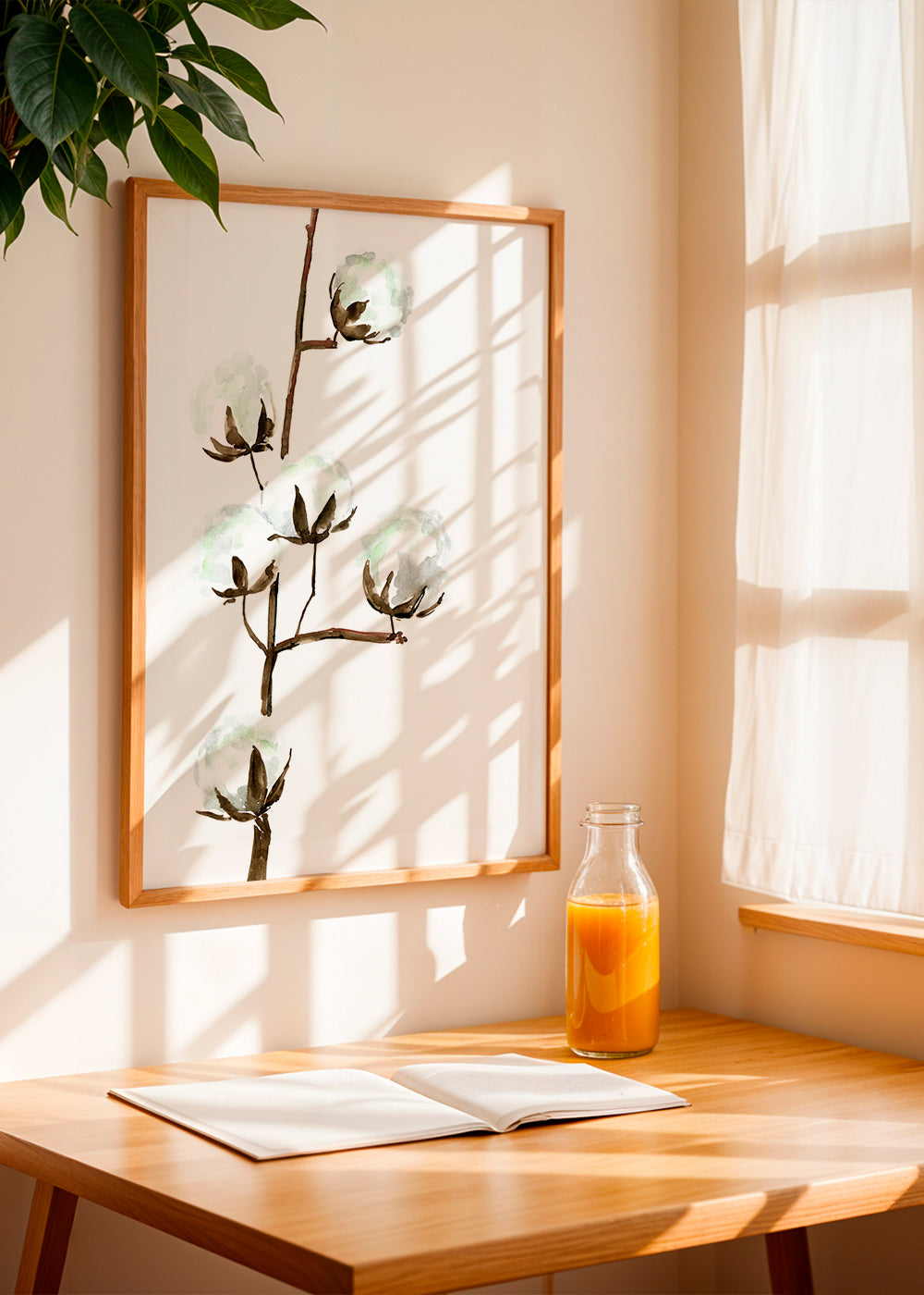 Watercolor cotton branch II