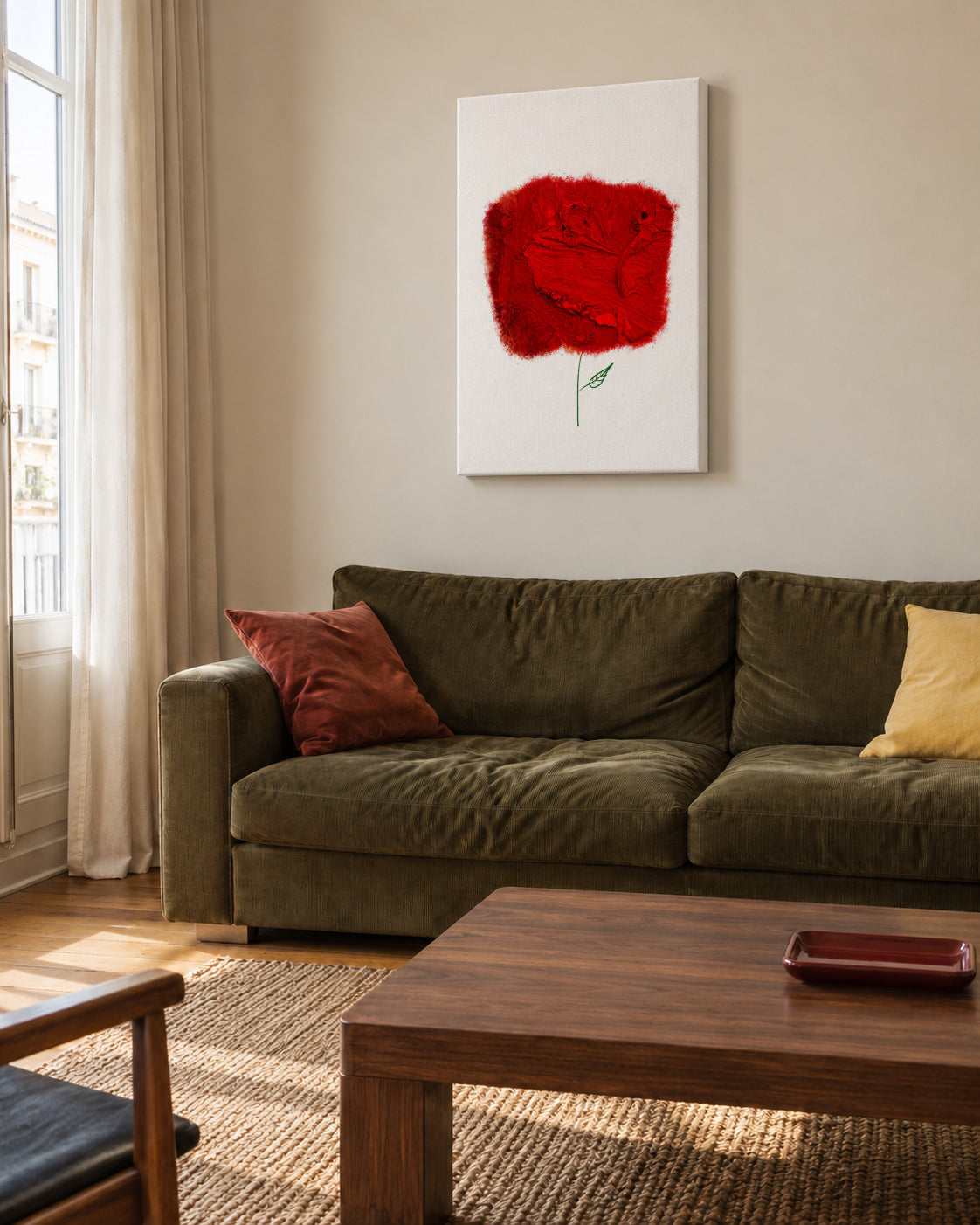 Homage to Pablo Neruda - Unframed canvas in an interior