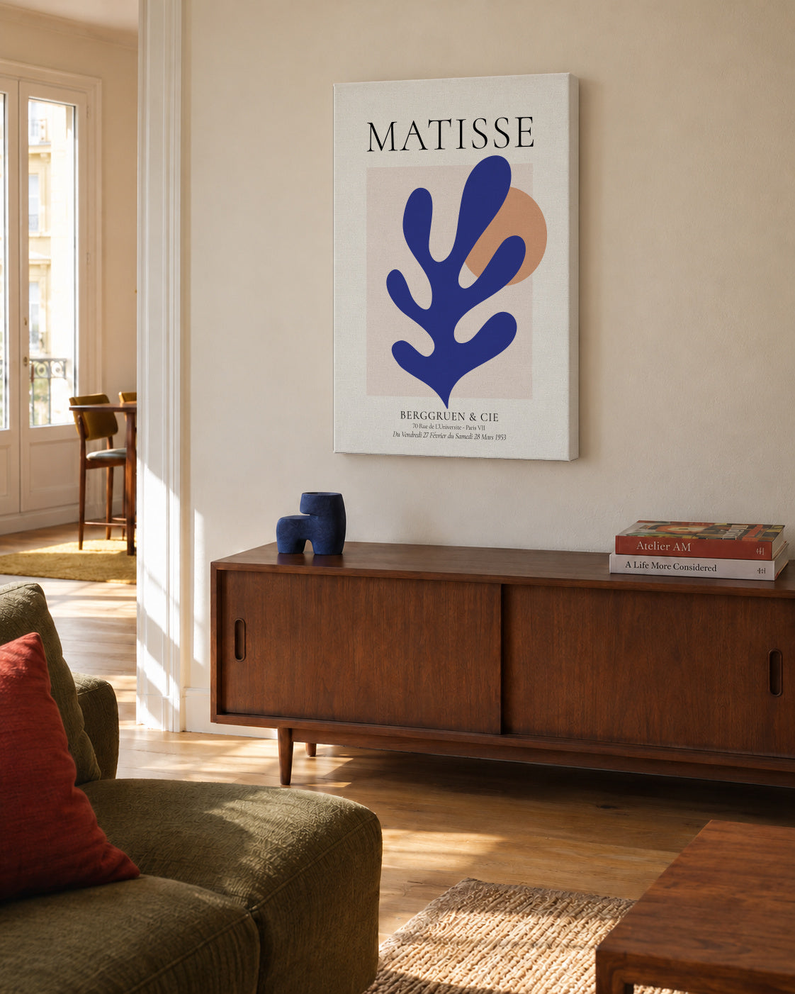 Henri Matisse papiers découpés I - Unframed canvas in an interior