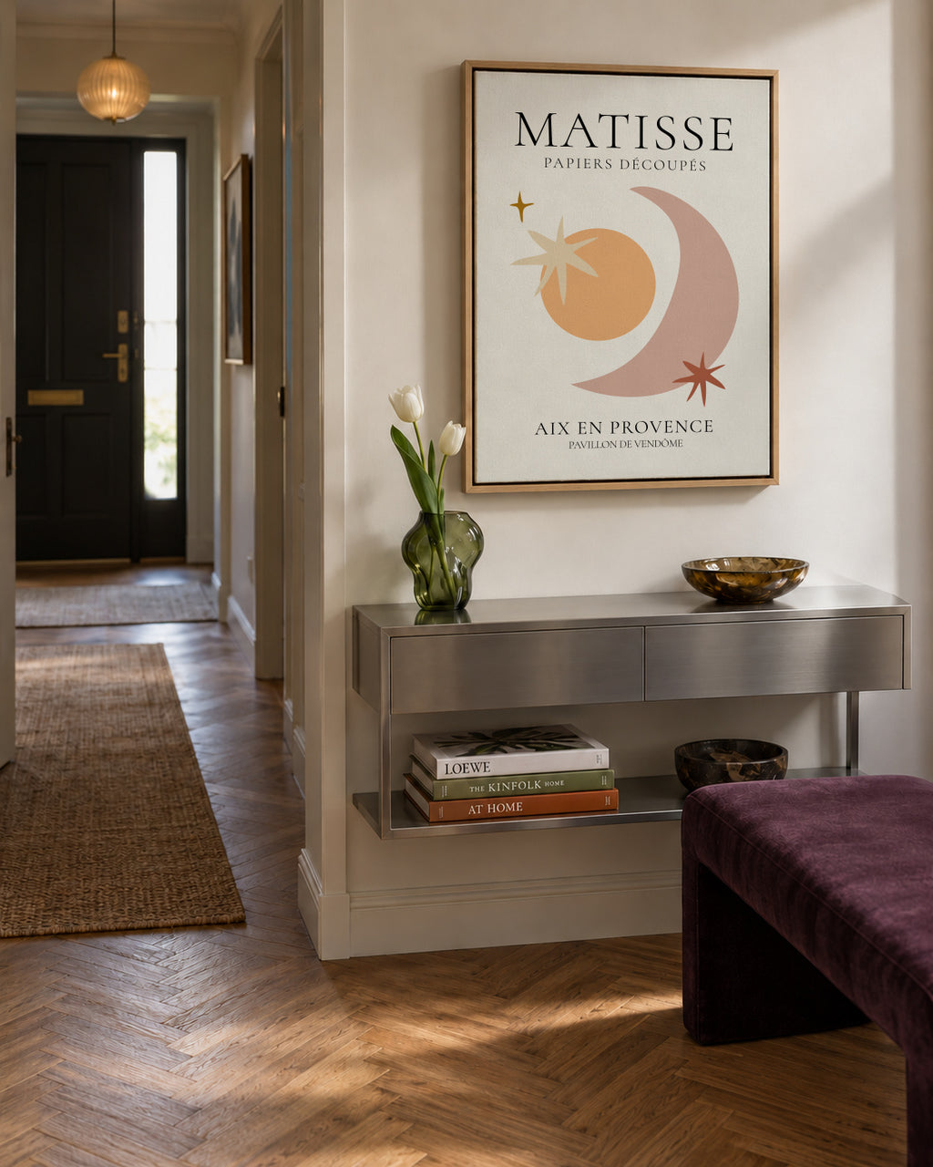 Henri Matisse papiers découpés VIII - Framed canvas in an interior