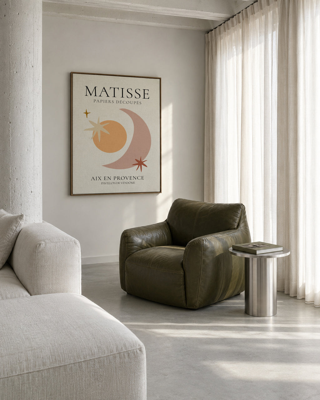 Henri Matisse papiers découpés VIII - Framed canvas in an interior