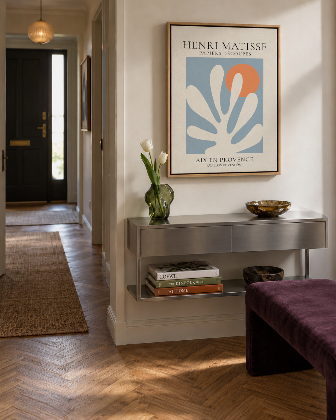 Henri Matisse papiers découpés XII - Framed canvas in an interior
