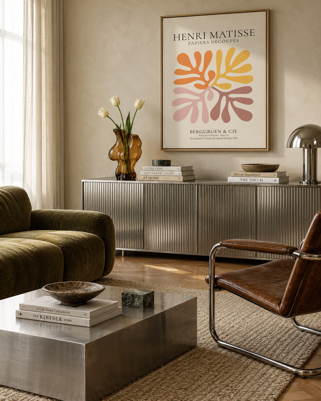 Henri Matisse papiers découpés XIII - Framed canvas in an interior