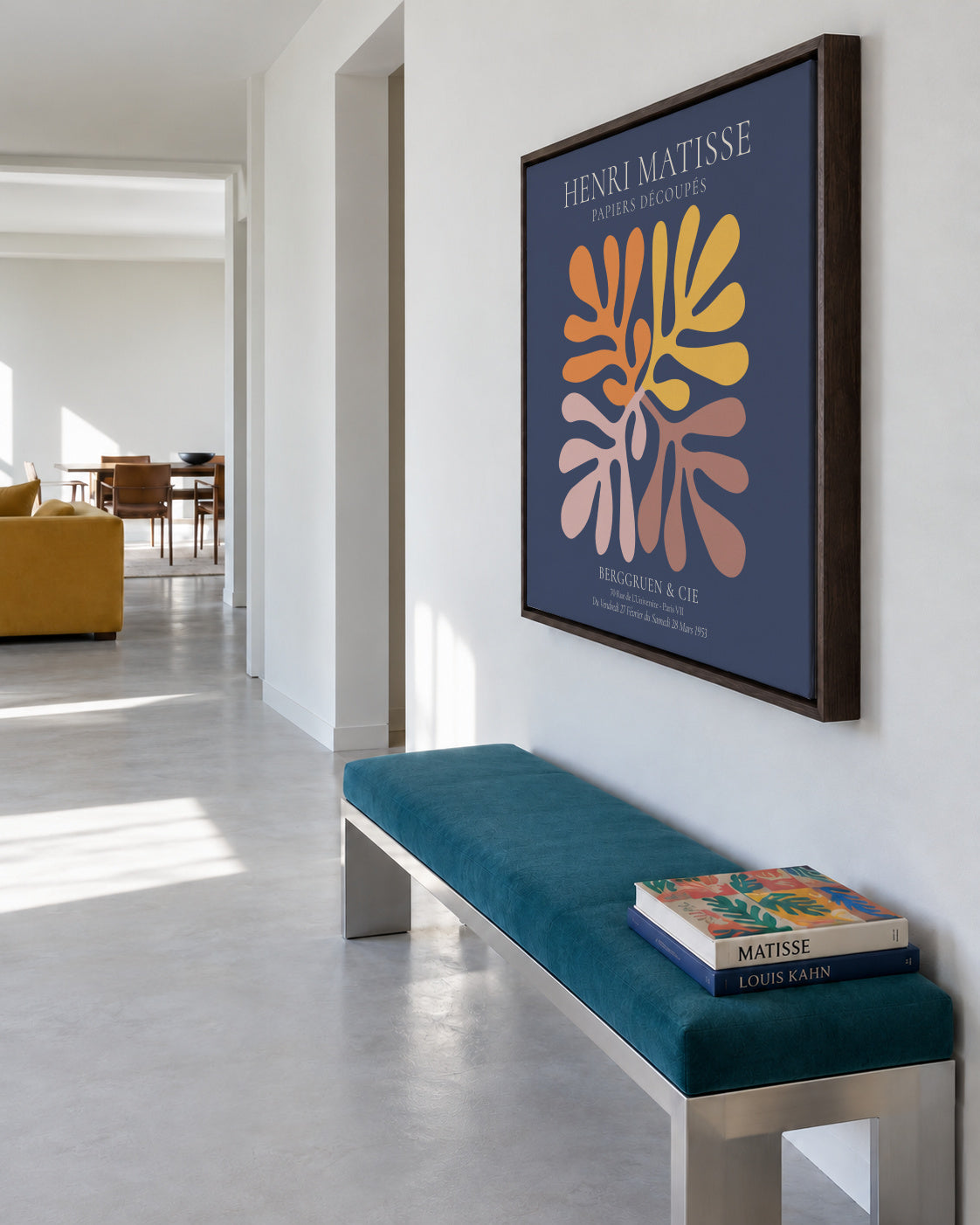 Henri Matisse NAVY papiers découpés II - Framed canvas in an interior