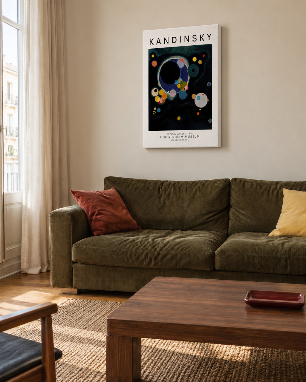 Wassily Kandinsky SEVERAL CIRCLES, 1926 - Unframed canvas in an interior