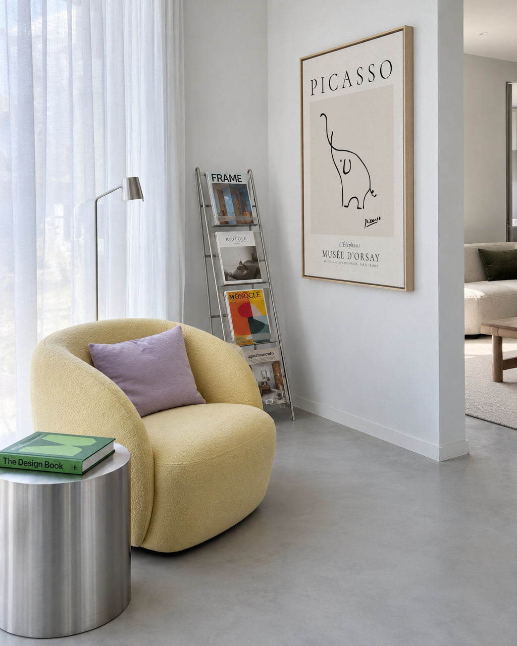 Pablo Picasso Animals Drawings the elephant - Framed canvas in an interior