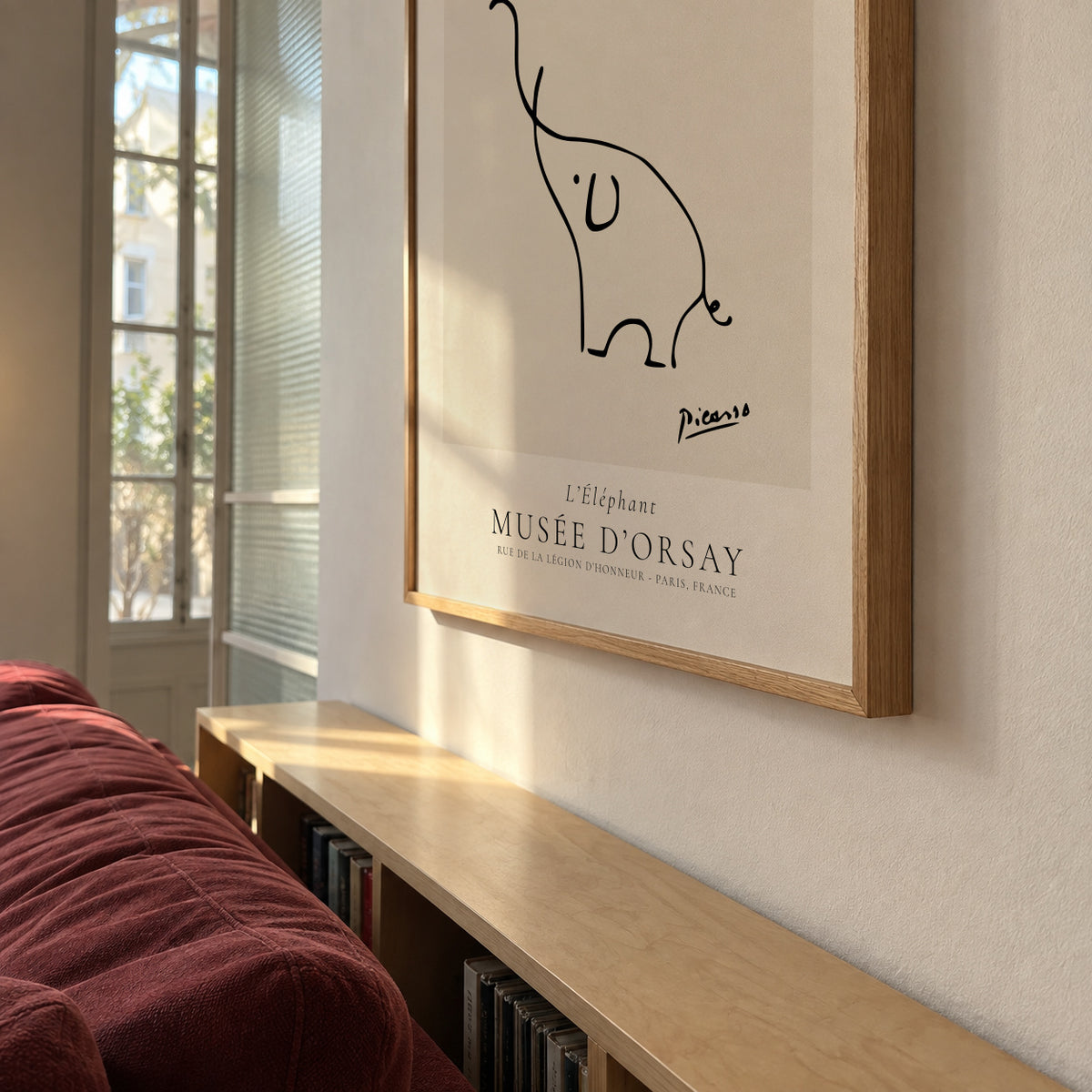 Pablo Picasso Animals Drawings the elephant - Framed poster in an interior