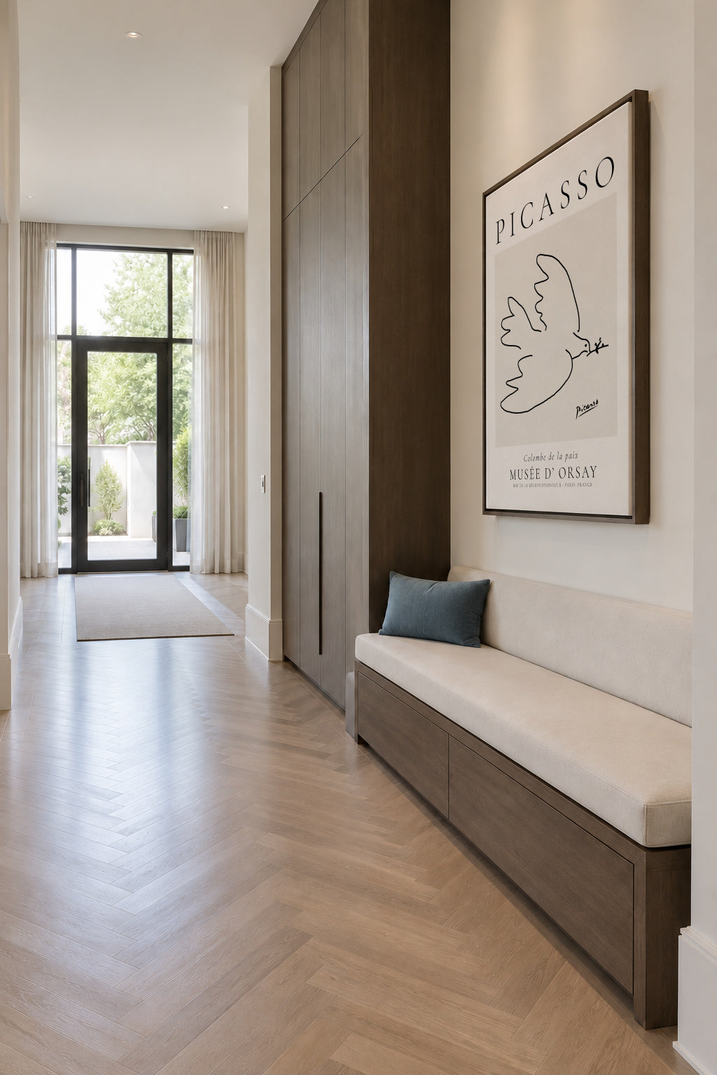 Pablo Picasso Animals Drawings Dove La colombe de paix - Framed canvas in an interior