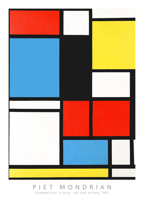Piet Mondrian Dune Composition in blue, red and yellow, 1921 - Unframed art print