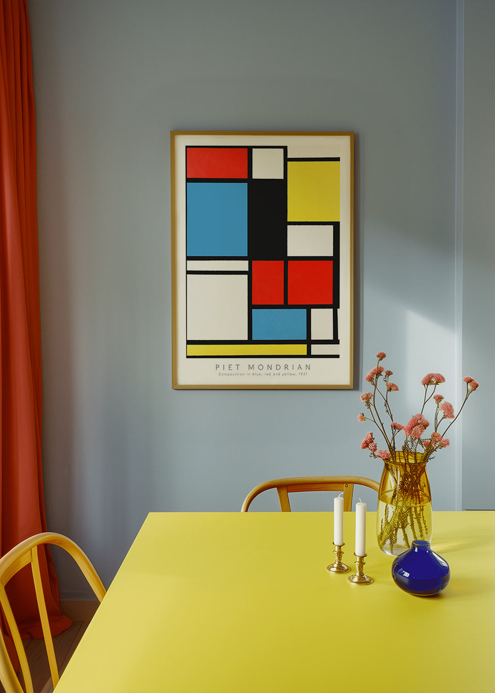 Geometric poster Mondrian with primary blocks | Wall art, framed