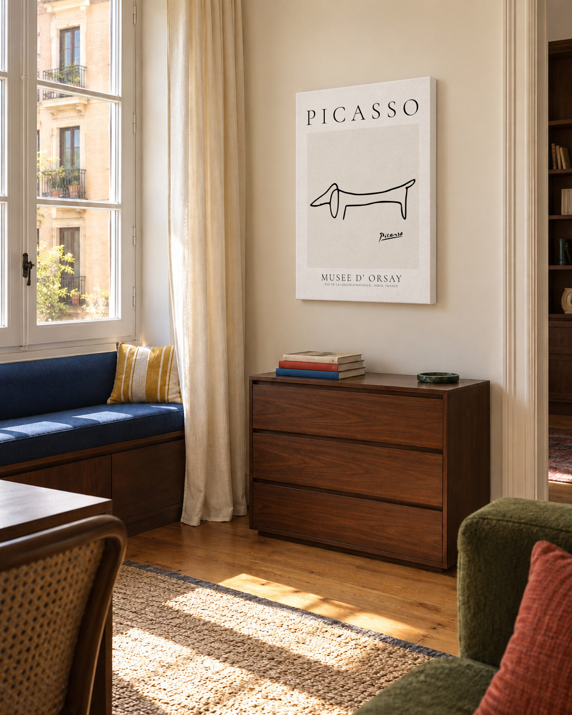 Pablo Picasso Animals Drawing Dog - Unframed canvas in an interior