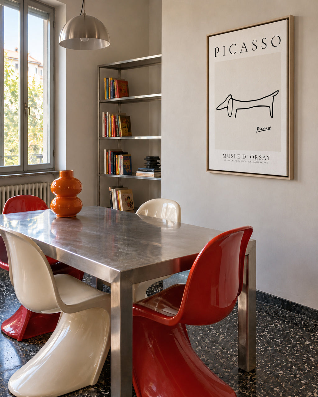 Pablo Picasso Animals Drawing Dog - Framed canvas in an interior