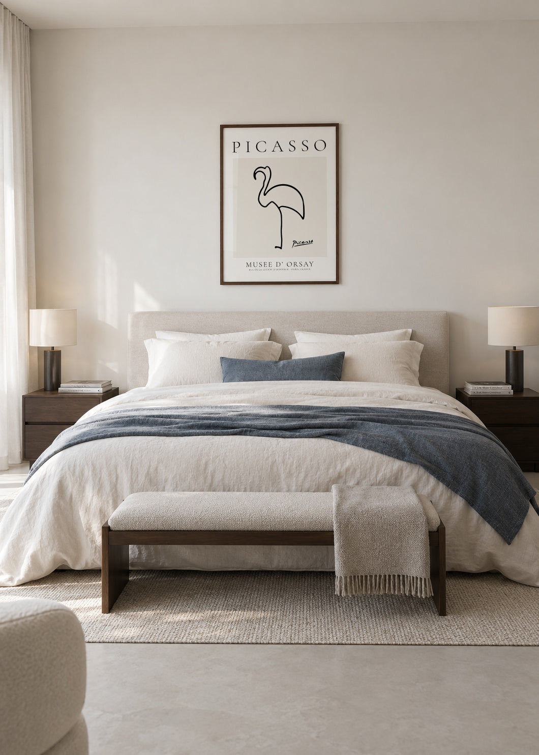 Pablo Picasso Animals Drawing Flamingo - Framed poster in an interior