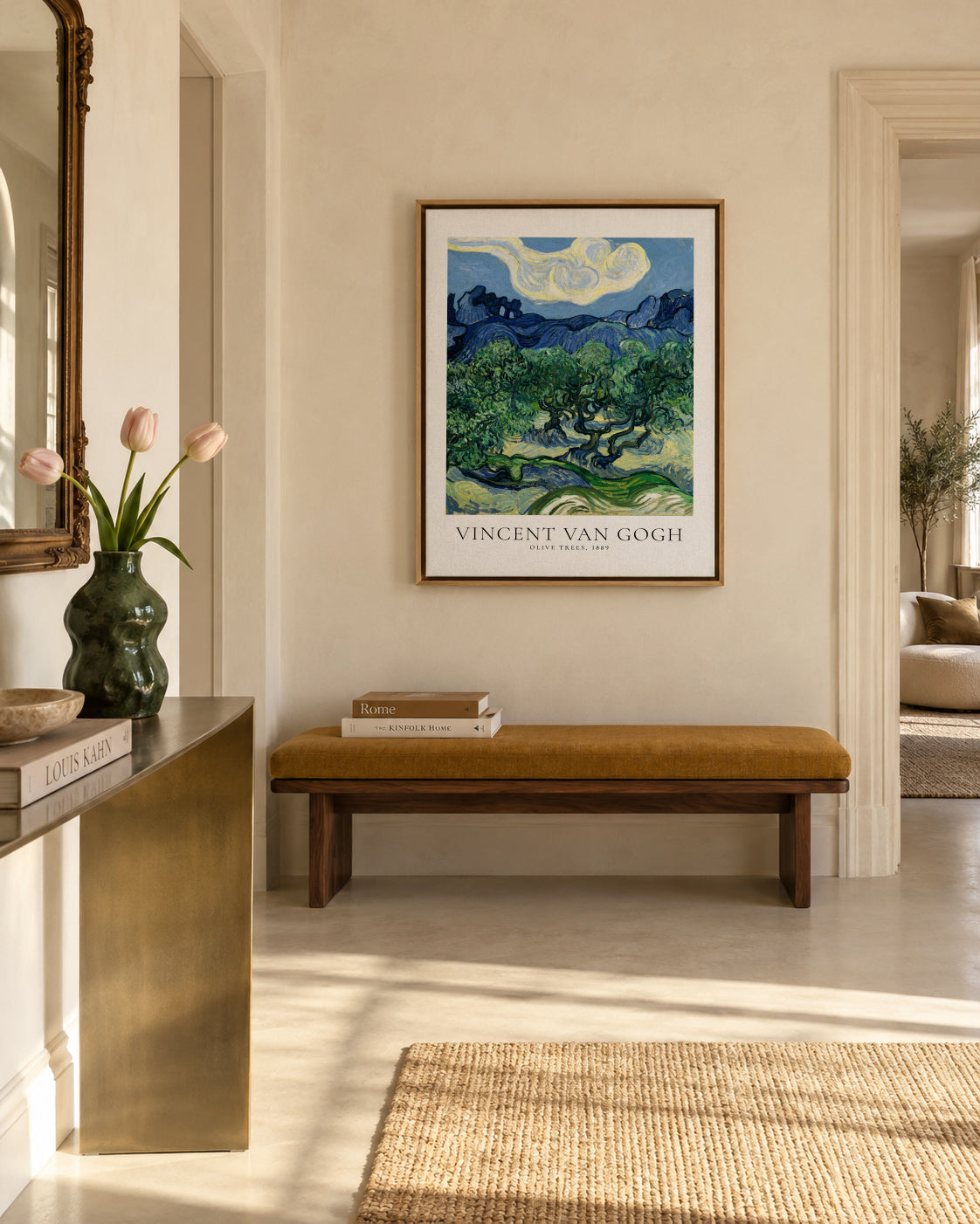 Vincent Van Gogh Olive trees - Framed canvas in an interior