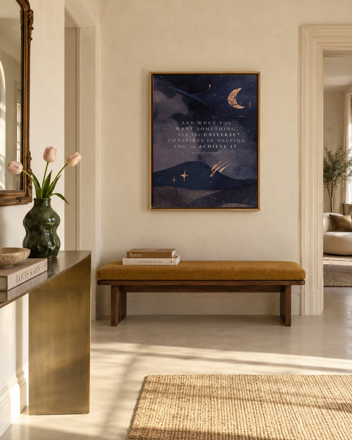 Paulo Coelho Universe Quote - Framed canvas in an interior