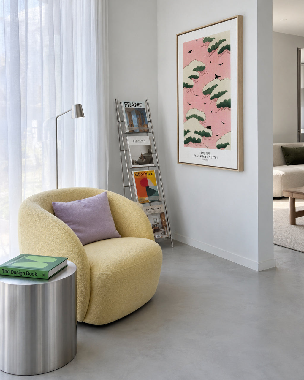 Watanabe Seitei Pink Sky - Framed canvas in an interior