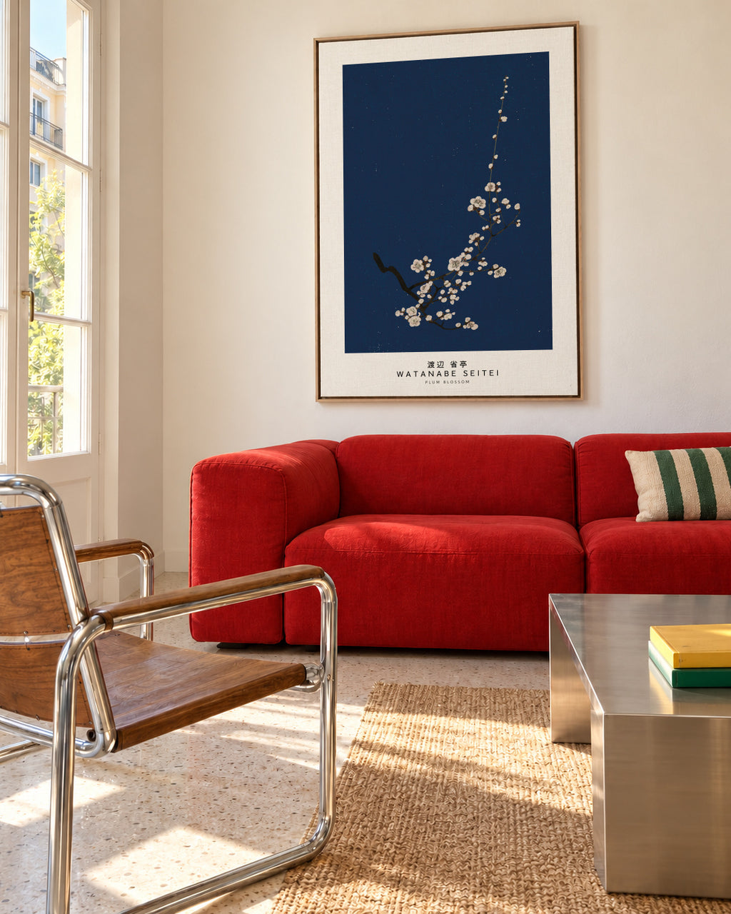 Watanabe Seitei Plum Blossom - Framed canvas in an interior