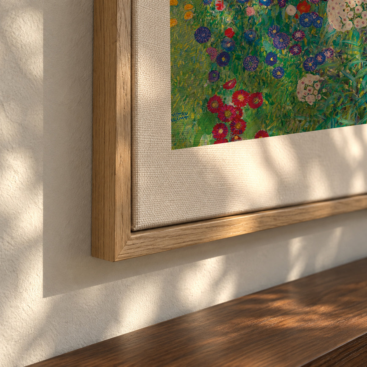 Gustav Klimt Garden Cat Print - Framed canvas detail